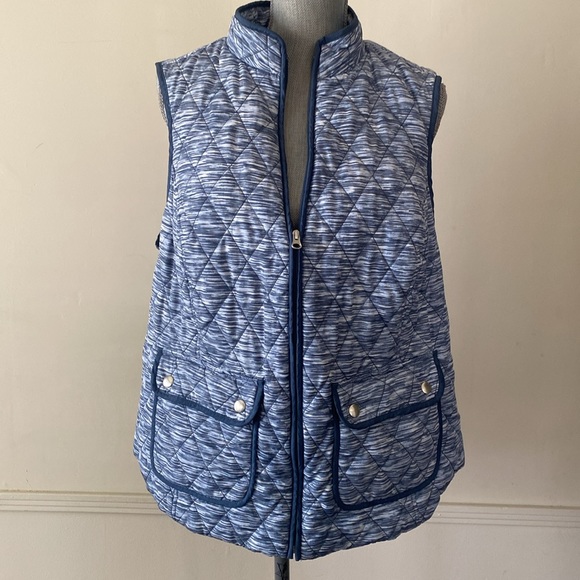 CROFT & BARROW BLUE WITH WHITE QUILTED VEST SIZE 1X 🌟EUC🌟 - Picture 2 of 10